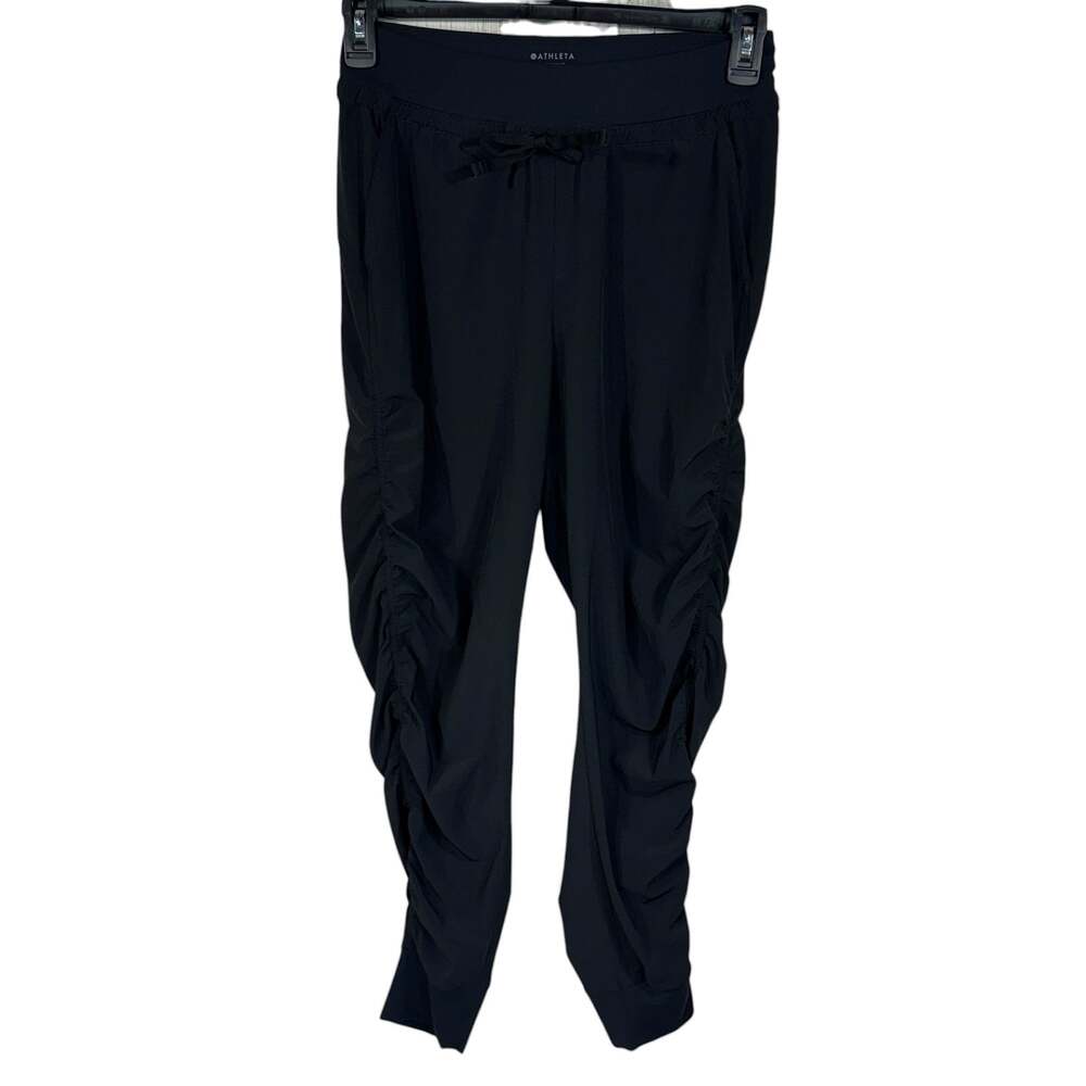 Athleta SZ 2 Attitude Joggers Pants Activewear Lightweight Pull-On Pockets Black